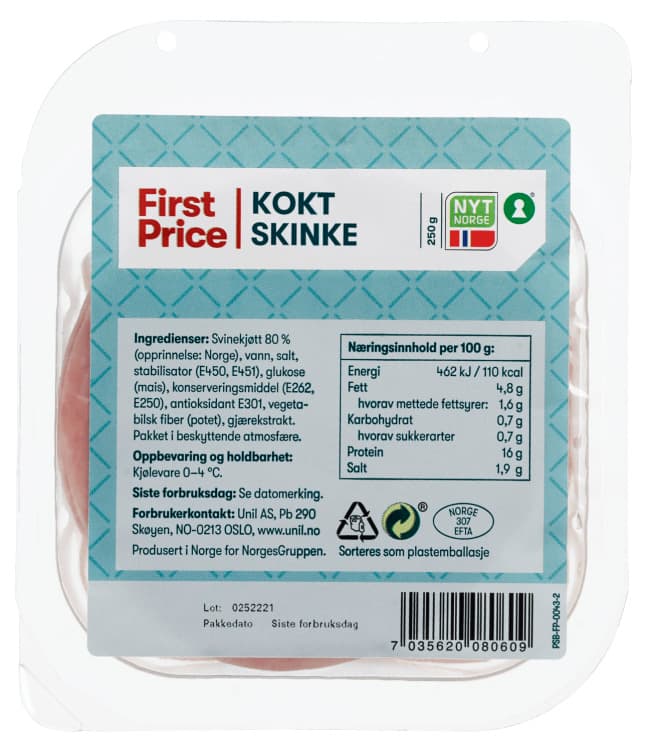 Skinke Kokt 250g First Price